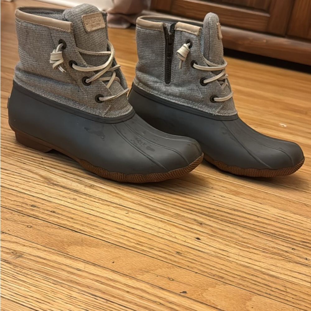 Sperry Gray Sparkly Duck Boots